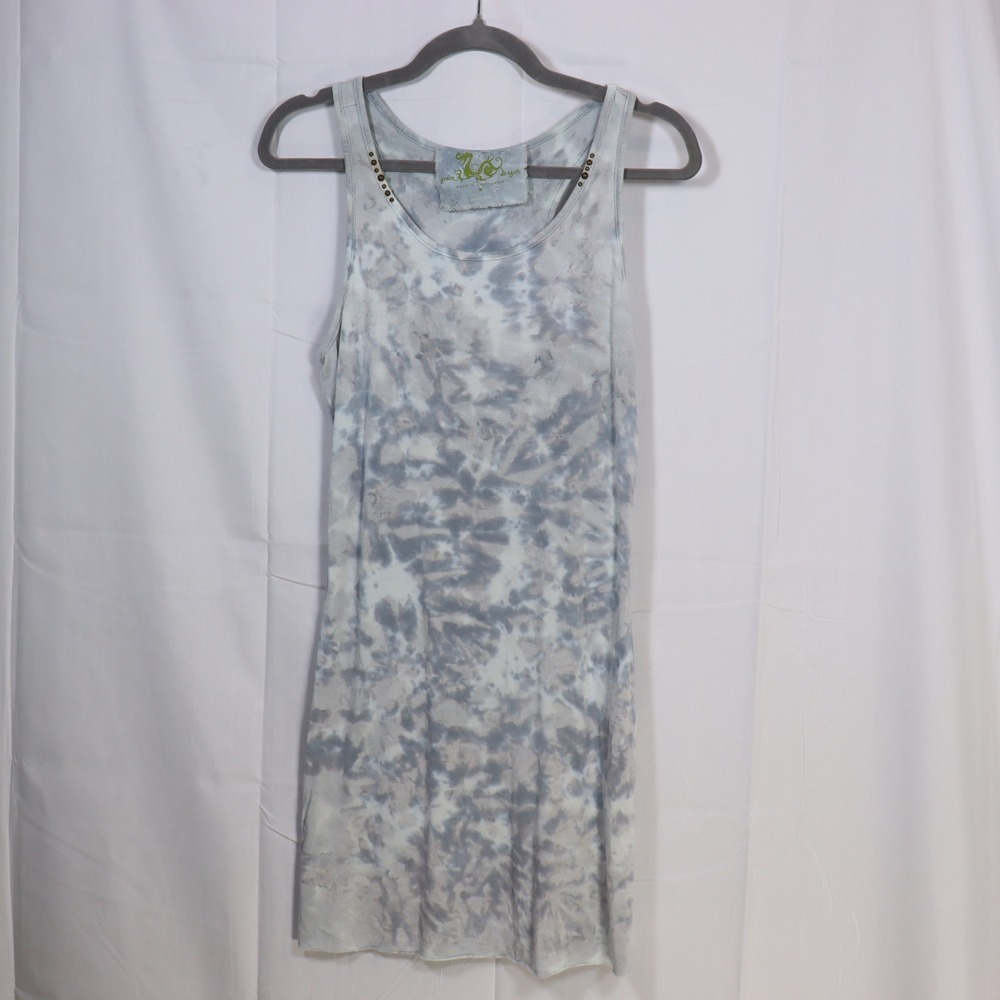 Green Dragon Tie Dye Tank Top M Blue Womens Studded Racerback Casual